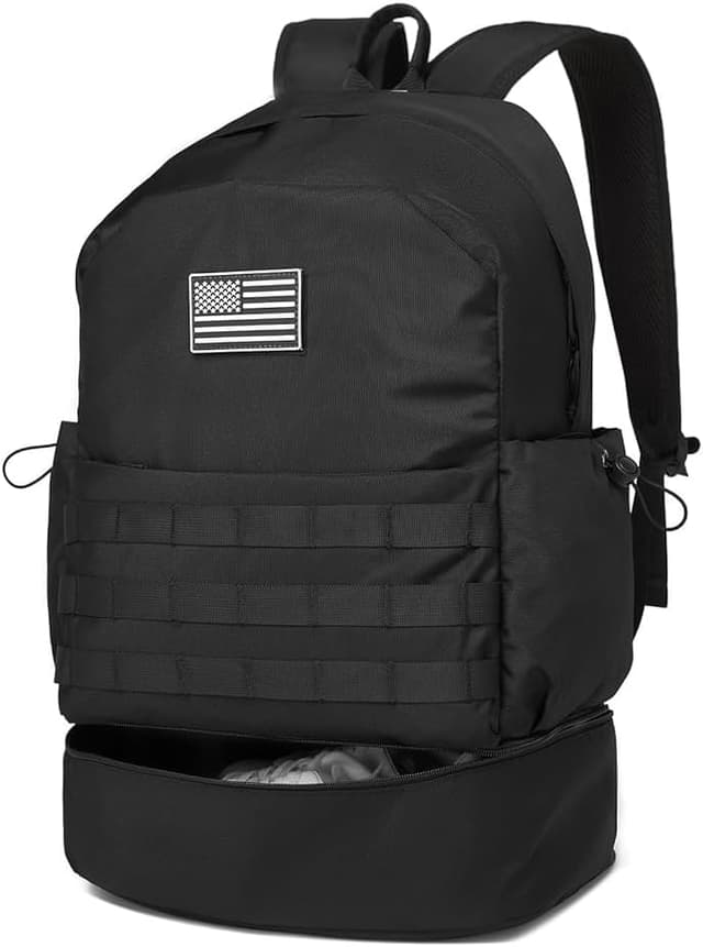 Detalle de seyfocnia Gym Backpack for Men with Shoe Compartment, Molle Tactical Travel Bag (Black)