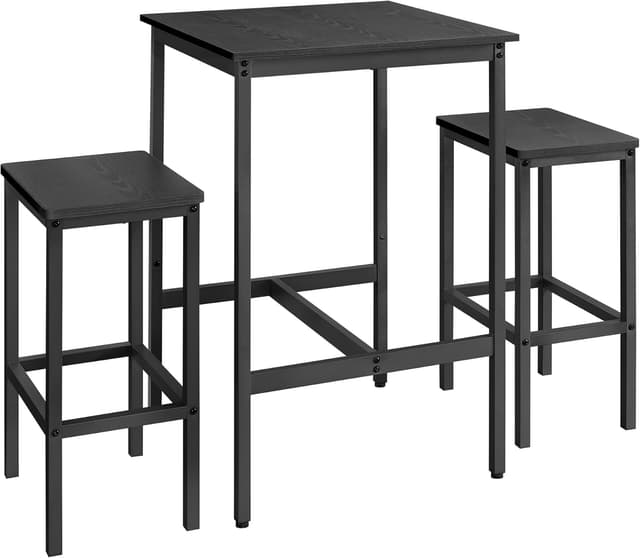Detalle de VASAGLE tavolo da bar con sgabelli LBT017B56, set cucina 60 x 60 x 90 cm con 2 sgabelli