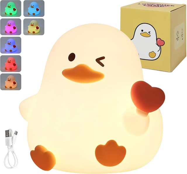 Thumbnail 6 de JVURICE® Kinder-Nachtlicht Ente aus Silikon, dimmbar & RGB mit Touch und Timer
