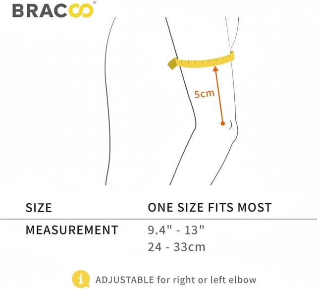 Detalle 2 de BRACOO Elbow Support Brace (ES10) – Adjustable Neoprene Sleeve for Tennis, Golf, Pickleball & Gym