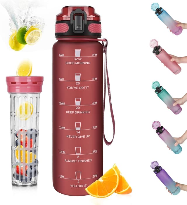 Detalle de Opard Trinkflasche 1L mit Früchtebehälter und Teesieb (Tritan, 1000 ml)