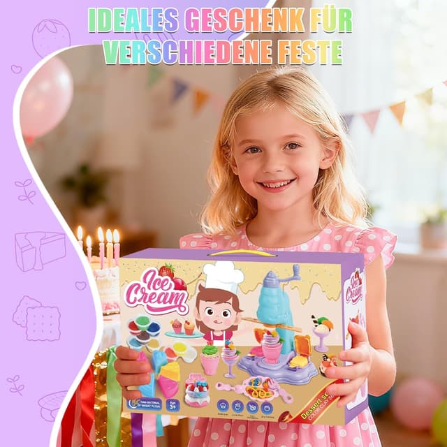 Detalle 2 de JoiTale Knete Set für Kinder – 42-teiliges Eiscreme-Set mit Knete-Zubehör (für 3–10 Jahre)