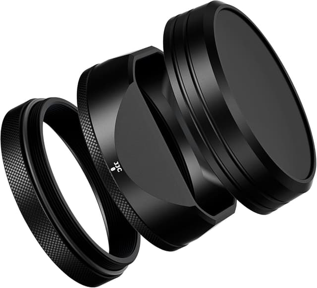 Detalle de JJC Classic Square Metal Lens Hood with 49mm Adapter Ring for Fujifilm X100VI / X100V / X100F (Black)