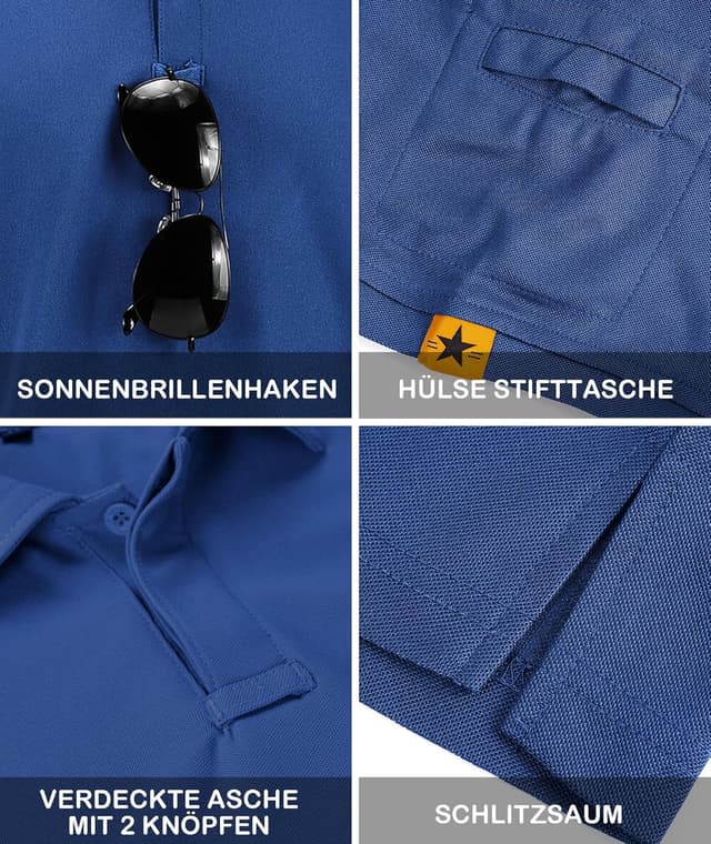 Detalle de JACKETOWN Polo Shirt da uomo a manica corta ad asciugatura rapida, traspirante e con bottone davanti