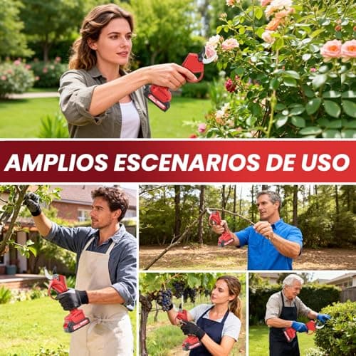 Thumbnail 7 de Tijeras de Podar Eléctricas, 40mm Tijeras de Podar Bateria Hoja SK7, Potentes 800W Motor Sin Escobillas, 2 Baterías 2000mAh 21V, 6-8H de Autonomía, Ligera y Mano Única, para Árboles Frutales,Viñas