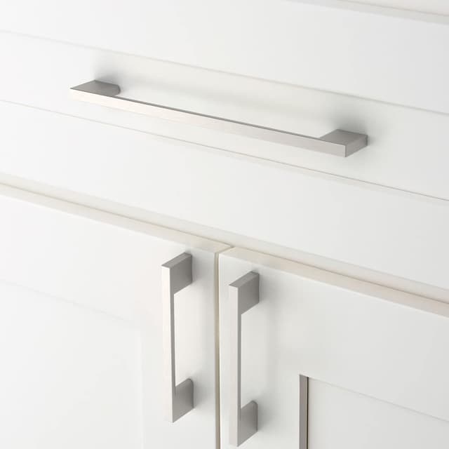 Detalle de Amerdeco set da 10 maniglie cucina con interasse 192 mm nichel satinato/spazzolato UK0035