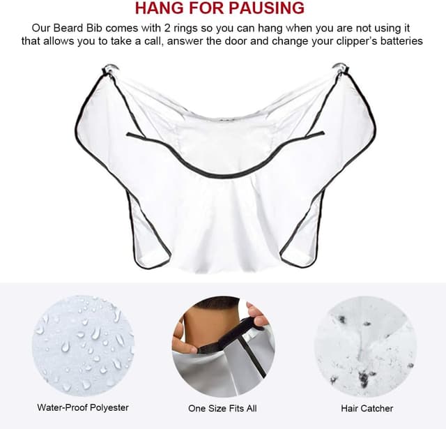 Detalle 2 de Mobi Lock Beard Shaving Catcher Bib for mess-free beard trimming