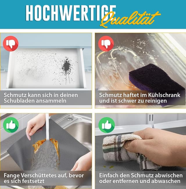 Detalle de Linda's Essentials Schubladenmatte (60 x 500 cm) – rutschhemmende Schrankfolie aus EVA, zuschneidbar in Grau