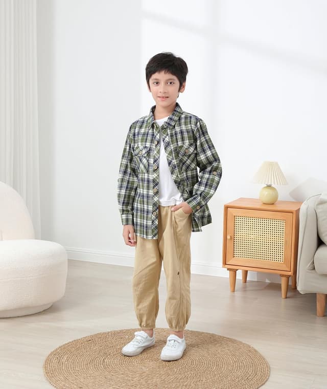 Detalle 2 de JACKETOWN Kinderhemd Langarm kariert für Jungen