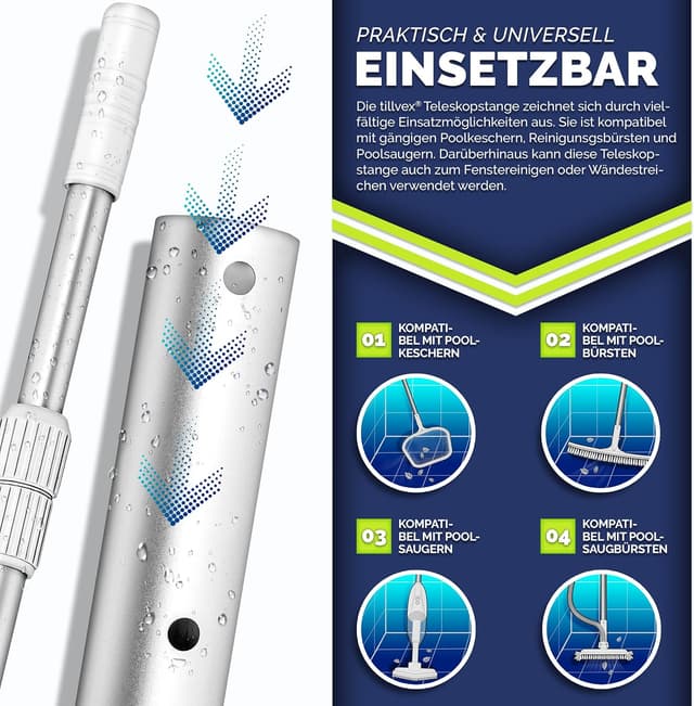 Detalle 2 de tillvex Asta telescopica per Piscina 1,20–3,60 m