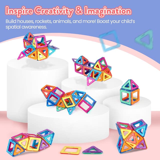 Detalle de Flouco Magnetische Bausteine 40-teilig – magnetisches STEM/Montessori-Spielzeug ab 3 Jahren