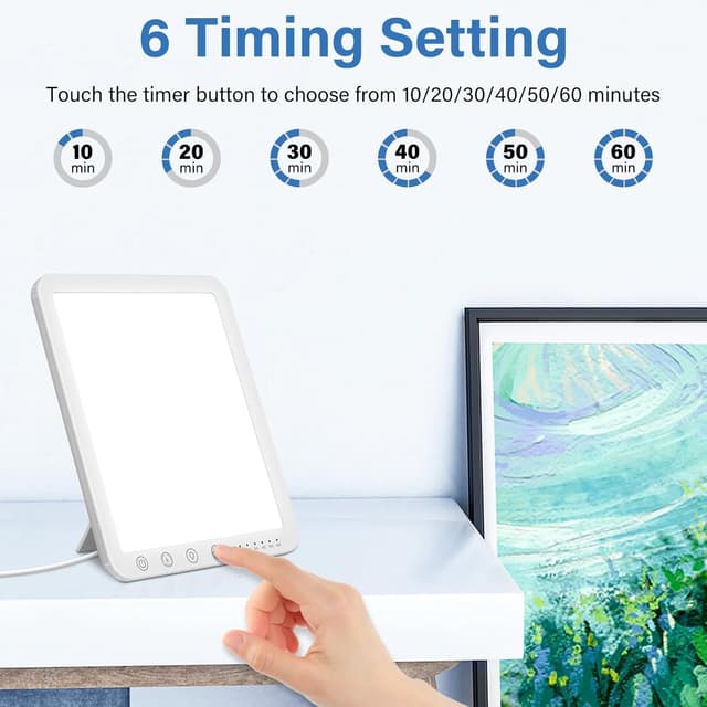 Thumbnail 3 de SAD Lamp, 15000 Lux Light Therapy Lamp, UV-Free Natural Sunlight Lamp with 3 Color Temperature 6 Timer & 5-Level Dimming, Touch Control SAD Light with Memory Function for Home Office
SAD Lamp, 15000 Lux Light Therapy Lamp, UV-Free N…