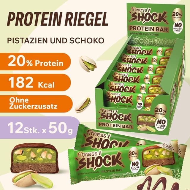 Detalle de Fitnesshock Proteinriegel 12er Pack 12x50g