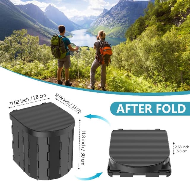 Detalle 2 de HoneTeek Camping Toilet with Lid for Adults – Foldable Portable Travel Potty with U-Shape Design