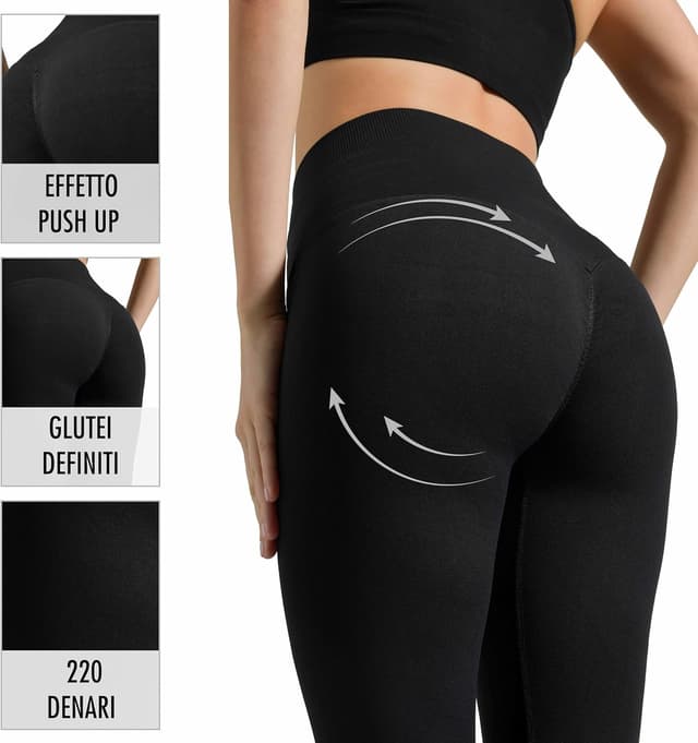 Detalle de Risalti Leggins Push Up Sculpt a vita alta seamless Made in Italy per yoga e fitness