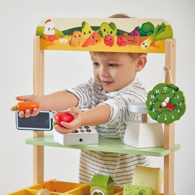 Thumbnail 6 de Janod Bancarella Bambini Farm Market (J03322) – gioco di imitazione in legno FSC con 32 accessori