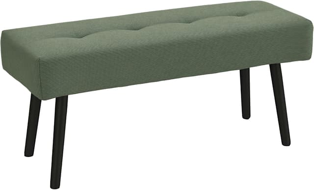 Detalle de HOMCOM banc banquette moderne rembourré en velours côtelé vert (bout de lit) sur pieds en acier noir, 100 x 36 x 45 cm