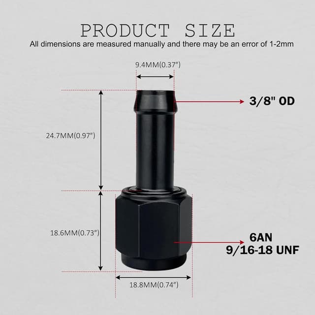 Thumbnail 1 de 6AN Female to 3/8 Barb Adapter Swivel, Pack of 2