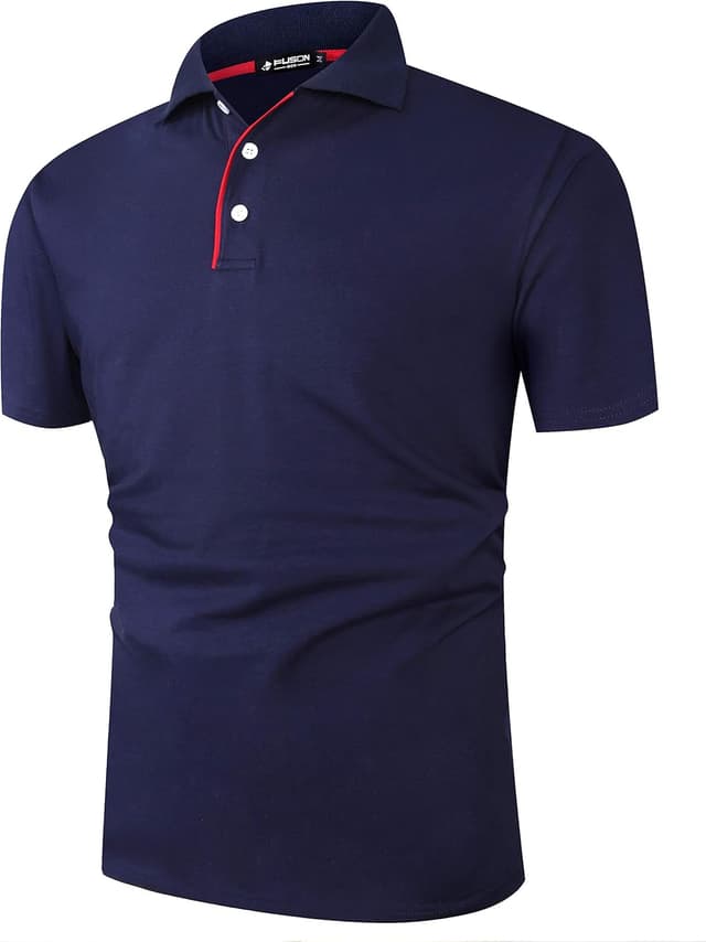 Detalle de Kuson Herren Poloshirt Kurzarm Patchwork aus Baumwoll-Piqué – Regular Fit mit kontrastfarbenem Kragen