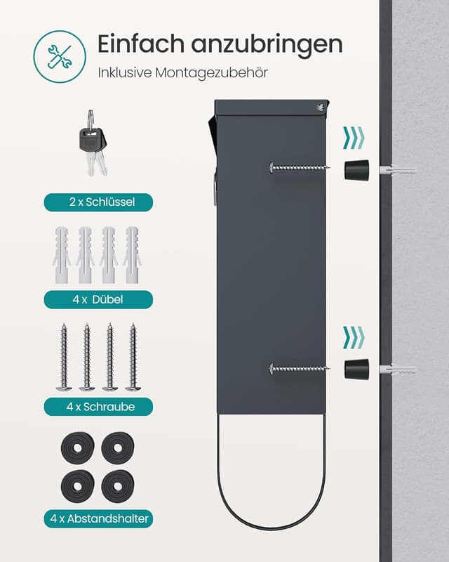 Thumbnail 6 de SONGMICS Wandbriefkasten GMB20AG für A4