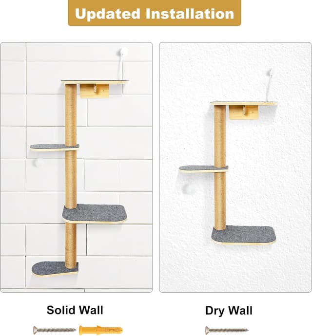 Thumbnail 6 de Wall-Mounted Cat Tree 125cm — 4‑Tier Cat Tower 🐱
