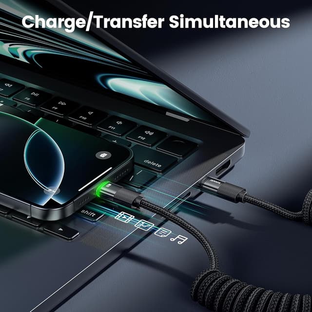 Thumbnail 6 de toocki Cable USB C Espiral 100W 1.8m ⚡ Carga Rápida