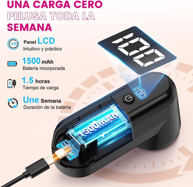 Detalle de Ziitty Quita Pelusas eléctrico Pantalla LCD