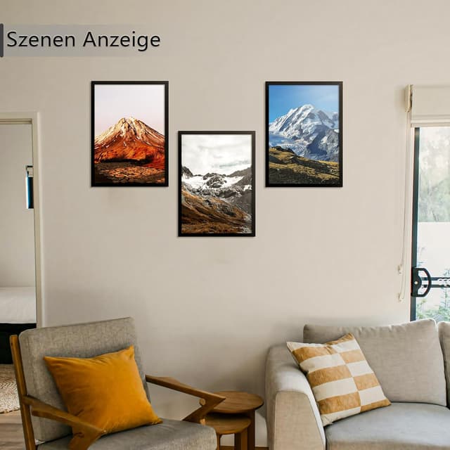 Detalle de Tinkeps 3er Pack A3 Bilderrahmen (29,7 x 42 cm) schwarz – Holzwerkstoff, Plexiglas-Ersatz und drehbare Rückwand