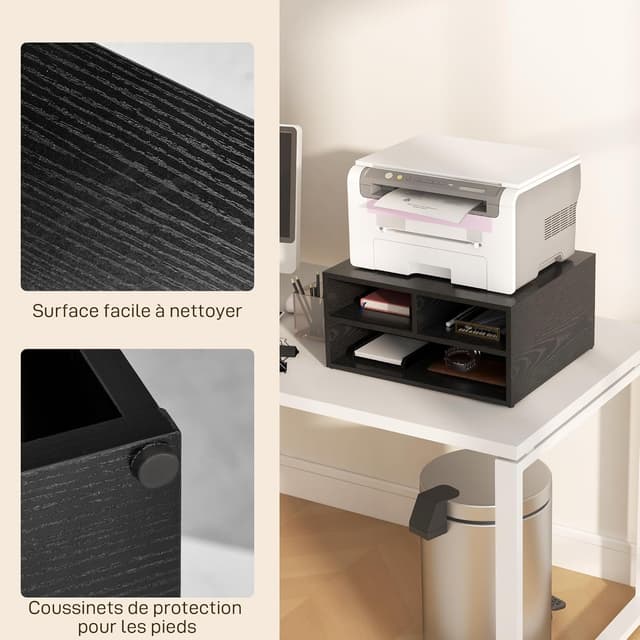 Thumbnail 3 de HOMCOM Support Imprimante Caisson de Bureau Noir