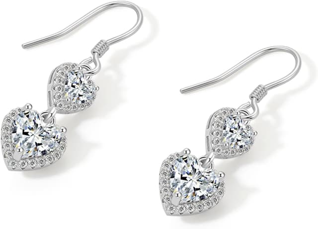 Thumbnail 6 de Lange Ohrringe Hängend aus Sterlingsilber 925 mit Herz und Zirkonia-Glitzer in Geschenkbox