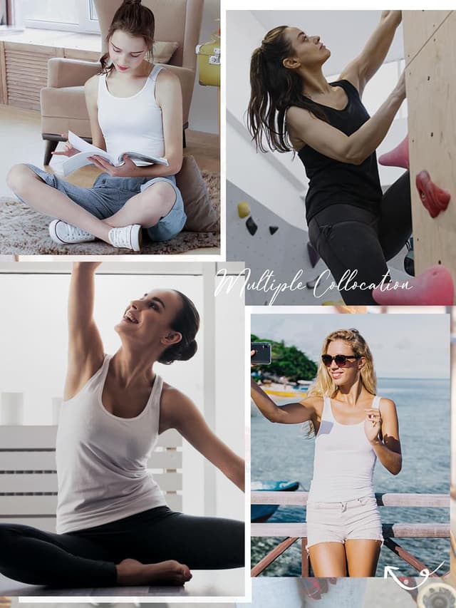 Detalle de Komfokore 4er-Pack Damen Tank Tops aus Modal/Elasthan – ärmellose Unterhemden zum Schichten