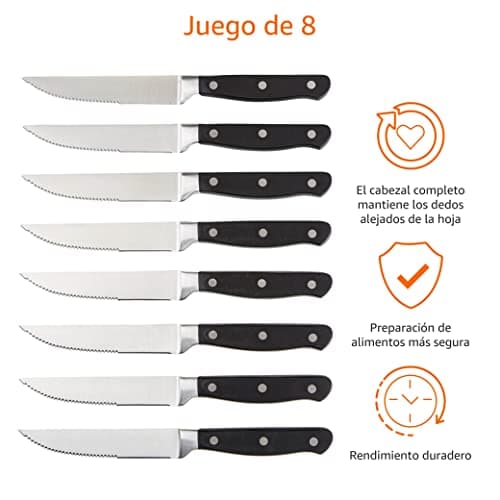 Thumbnail 3 de Amazon Basics Juego de cuchillos de carne 8 unidades negras