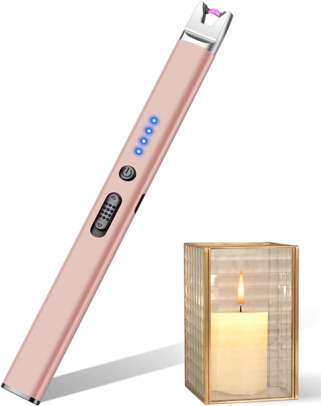 Detalle de Electric Candle Lighter Long Reach USB Rechargeable BBQ Lighter (Champagne Gold) – flameless plasma arc ignition