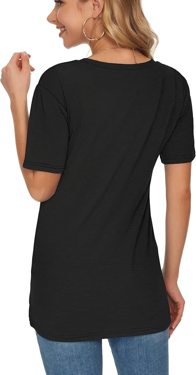 Detalle de MOLERANI t-shirt femme à col en V ample, manches courtes, poche latérale (tissu extensible)