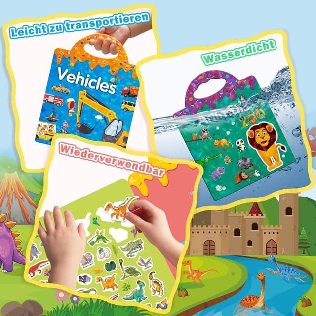 Thumbnail 2 de GUYUCOM 4 Pack Wiederverwendbares 3D-Stickerbuch für Kinder