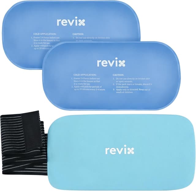 Detalle de REVIX reusable gel ice packs 14" x 7" (2 pack) with strap for back, shoulder, hip & thigh
