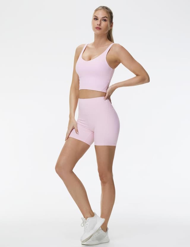 Detalle 2 de THE GYM PEOPLE short de compression taille haute femme pour ventre (fitness, course à pied)