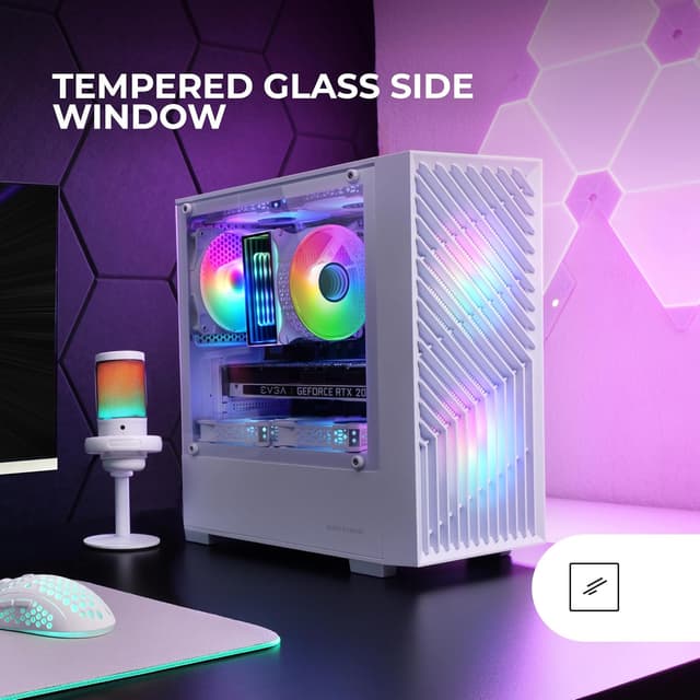 Detalle 2 de Mars Gaming MC-VORTEX (MicroATX) case gaming compatto con frontale mesh, vetro temperato e 3 ventole FRGB 120mm