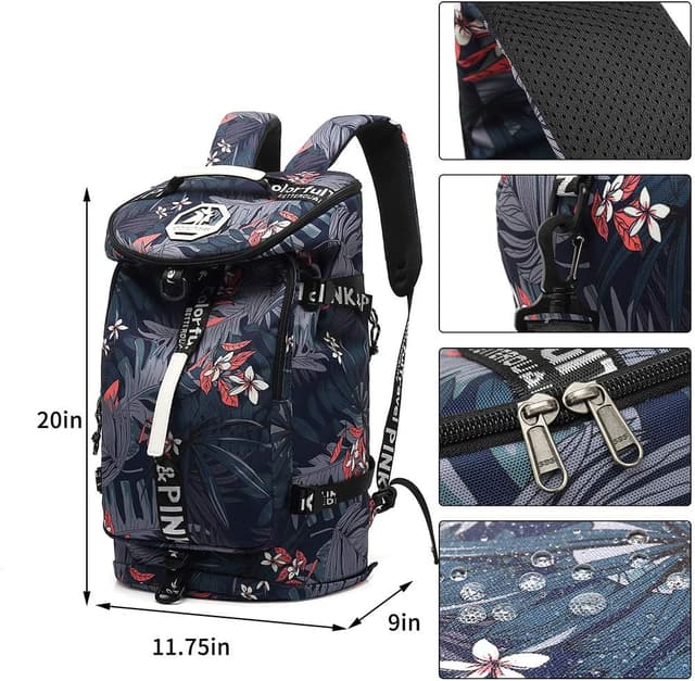 Detalle de Kalesi Gym Duffle Bag Backpack 4-Way: wasserdicht mit Schuhfach – ideal für Sport, Travel & Laptop