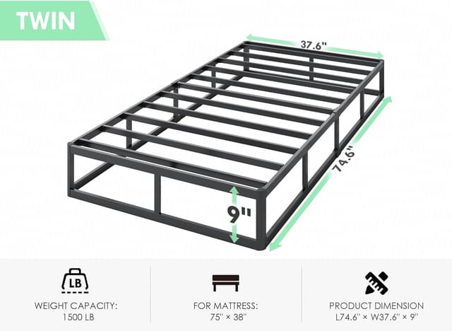 Detalle de QEROMY 9 Inch High Profile Box Spring with Sturdy Metal Frame (Twin Size)