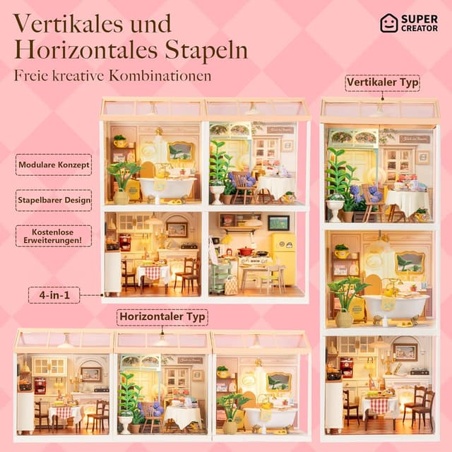 Detalle 2 de Rolife Super Creator DIY Miniature House „Pop Bubble Bathroom“ – Miniatur-Haus Bausatz zum Selberbauen