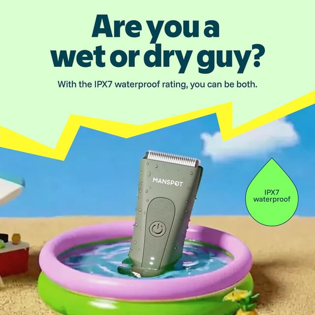 Detalle de MANSPOT Body Trimmer Men – Electric manscape shaver with hypoallergenic ceramic blade (IPX7)