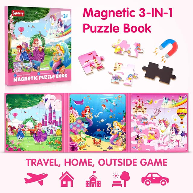 Thumbnail 1 de SYNARRY Unicorn Mermaid Princess Magnetic Puzzle 20 pcs 🧩
