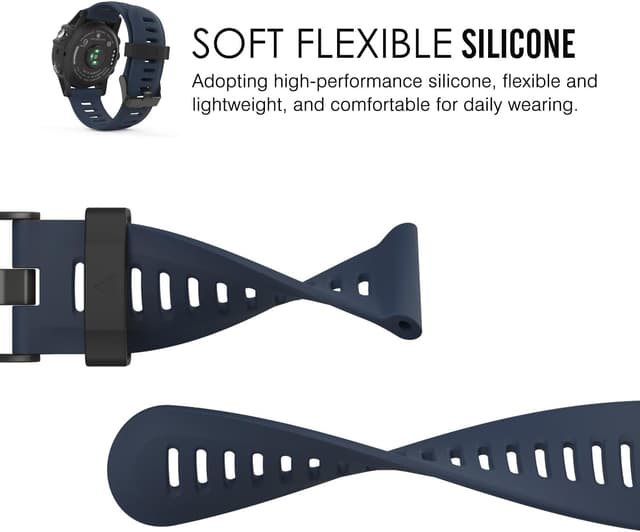 Detalle de MoKo silicone watch strap for Garmin Fenix 3/3 HR, 5X/5X Plus & more