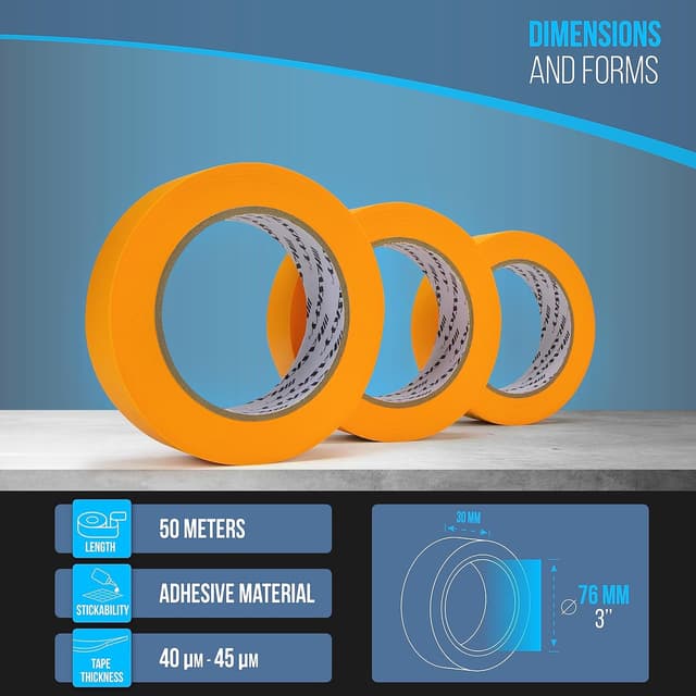 Thumbnail 6 de HASKYY Nastro per Mascheratura 3 rulli da 30 mm x 50 m (adesivo per pittori e carrozzeria)