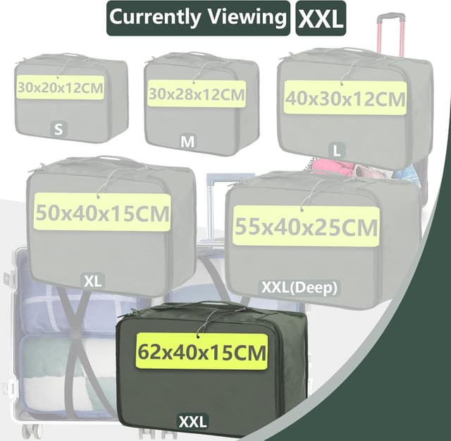 Detalle de Medium Packing Cubes for Suitcases (6 pcs) – 30x28x12cm Mesh Organiser Bags