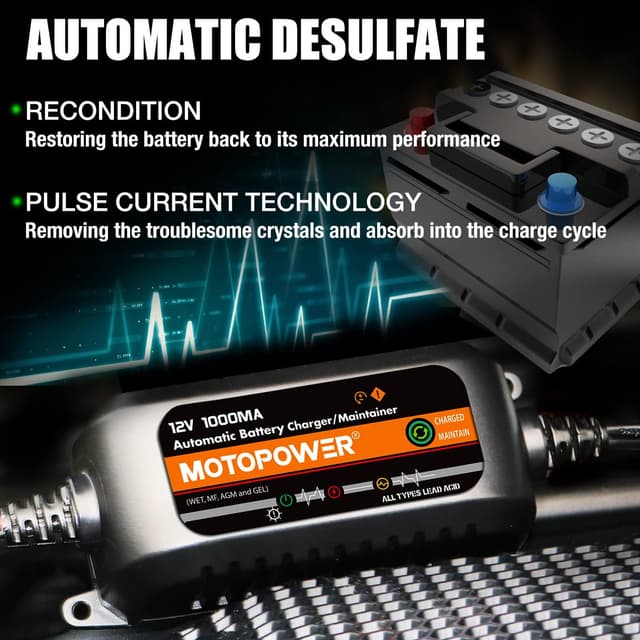 Detalle 1 de MOTOPOWER MP00205B 12V 1000mA Battery Charger
