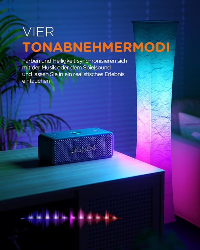 Detalle 2 de Tomons dimmbare RGB-LED-Stehlampe mit Fernbedienung und Musiksynchronisation