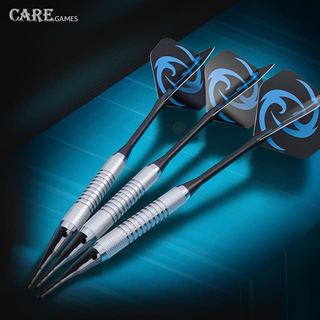 Detalle de CareGames 12-teilige Softdart-Set (16 g) mit PVC-Schäften und 24 Ersatzspitzen