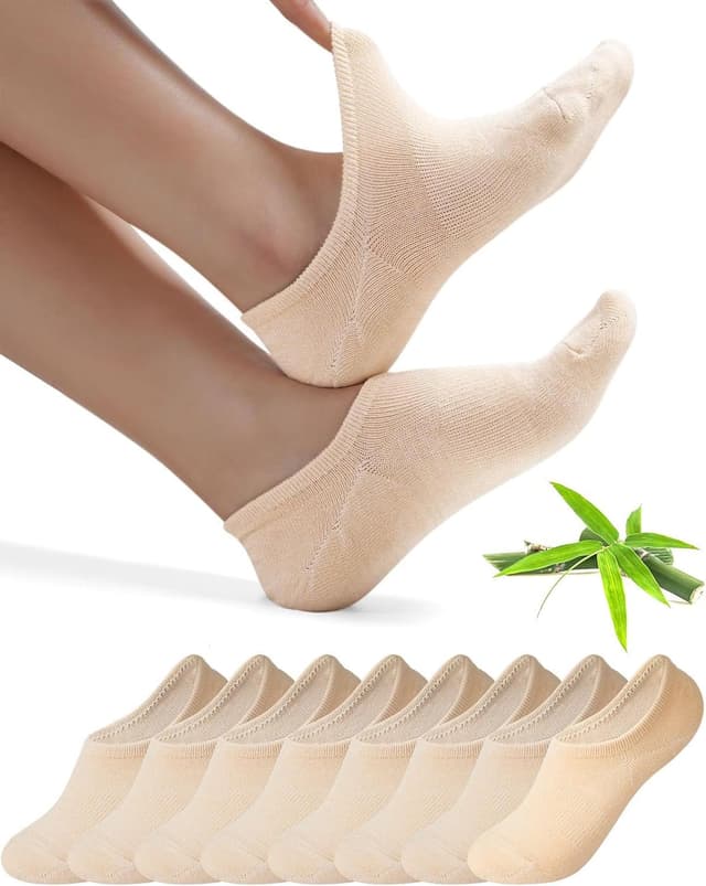 Thumbnail 6 de Toes Home Bamboo No Show Trainer Socks (Low Cut, Non Slip) – 8 Pairs for Women & Men